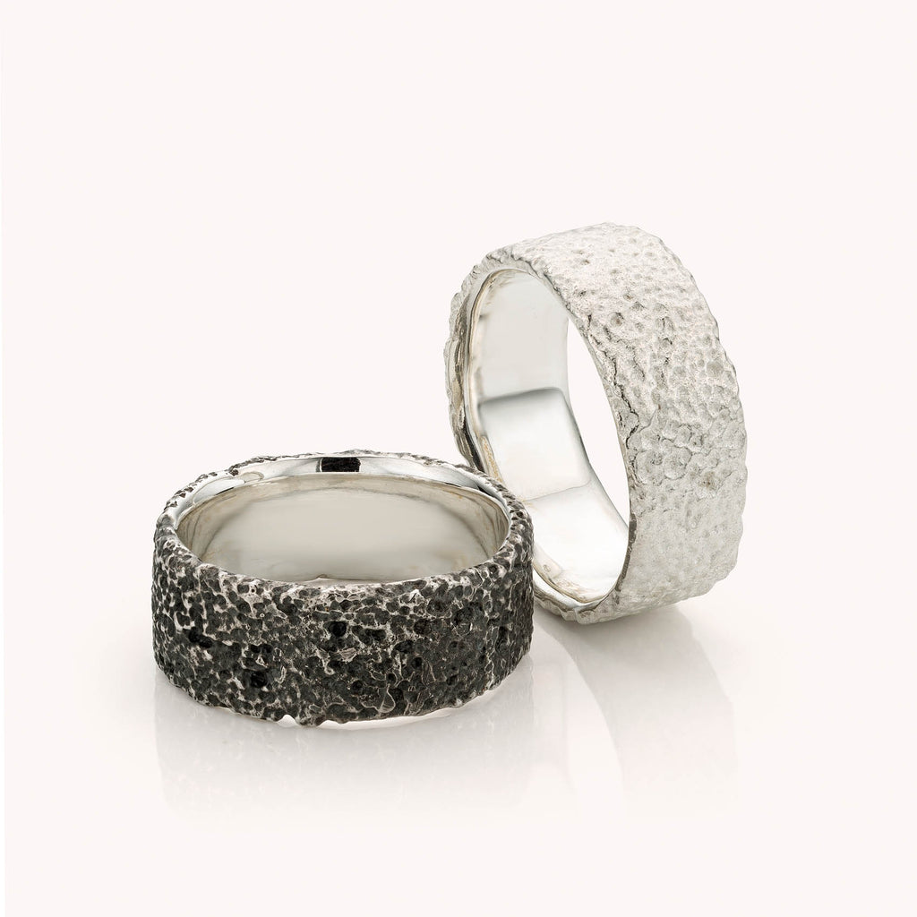 zilverenring ruw smal