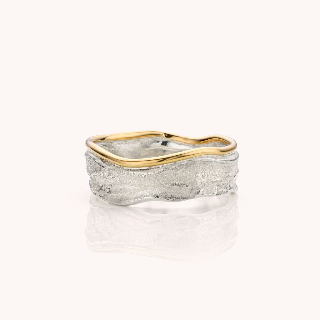 zilverenring met geelgouden rand